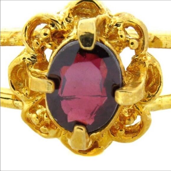 Vintage Gold Plated Rhodolite Garnet Bracelet - Picture 4 of 5